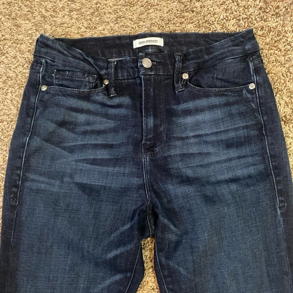 Good American Good Waist Crop Jeans Womens Size 6/28 Blue Denim Stretch - Picture 4 of 9